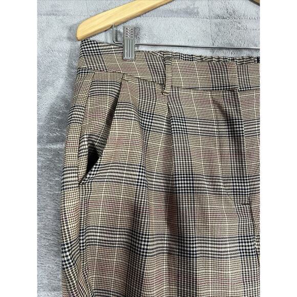OLD NAVY Trouser Large High Waisted Taylor Wide Leg Brown Plaid Full Length Pant - Picture 9 of 15
